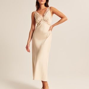 Abercrombie Satin Midi Slip Dress